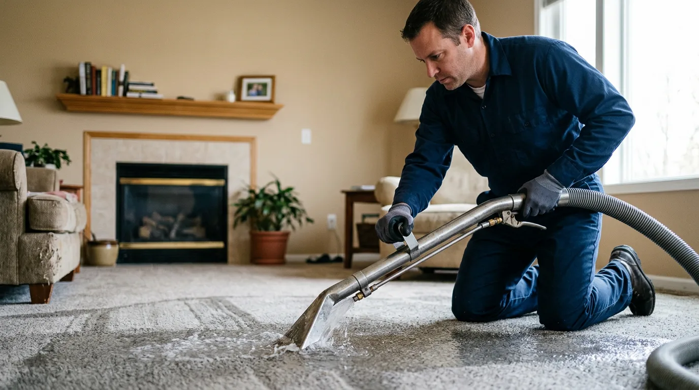 Water damage restoration technician working near Lakemont, GA